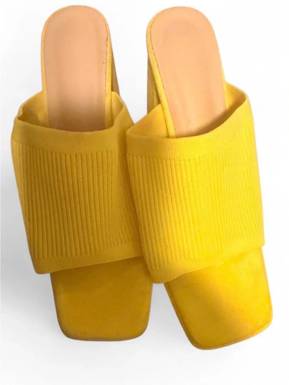 Sunny Yellow Platform Block Heel Mules